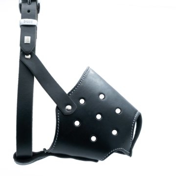 Doggie Eğitim Serisi Gerçek Deriden El Yapımı Kısa Burunlu Köpek Ağızlığı XL-2x60-65cm - Black