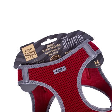 Doggie Havalı Dokumadan Reflektör Serisi El Yapımı Küçük Irk Köpek Göğüs Tasması M 38-44cm - Red