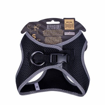 Doggie Havalı Dokumadan Reflektör Serisi El Yapımı Küçük Irk Köpek Göğüs Tasması S 32-38cm - Black