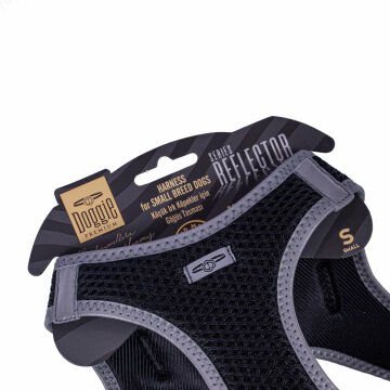 Doggie Havalı Dokumadan Reflektör Serisi El Yapımı Küçük Irk Köpek Göğüs Tasması S 32-38cm - Black