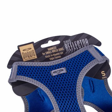 Doggie Havalı Dokumadan Reflektör Serisi El Yapımı Küçük Irk Köpek Göğüs Tasması S 32-38cm - Blue