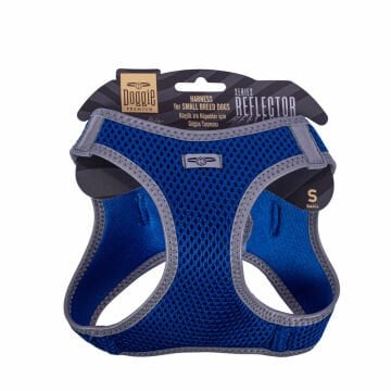 Doggie Havalı Dokumadan Reflektör Serisi El Yapımı Küçük Irk Köpek Göğüs Tasması S 32-38cm - Blue