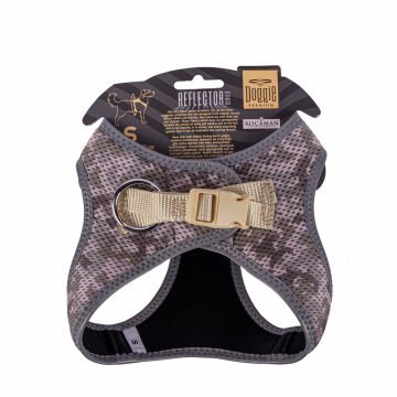 Doggie Havalı Dokumadan Reflektör Serisi El Yapımı Küçük Irk Köpek Göğüs Tasması S 32-38cm - Camo