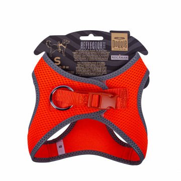 Doggie Havalı Dokumadan Reflektör Serisi El Yapımı Küçük Irk Köpek Göğüs Tasması S 32-38cm - Orange