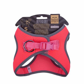 Doggie Havalı Dokumadan Reflektör Serisi El Yapımı Küçük Irk Köpek Göğüs Tasması S 32-38cm - Pink