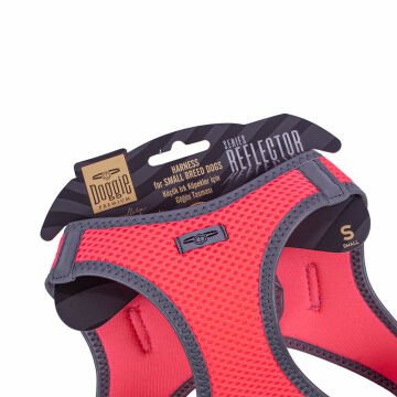 Doggie Havalı Dokumadan Reflektör Serisi El Yapımı Küçük Irk Köpek Göğüs Tasması S 32-38cm - Pink