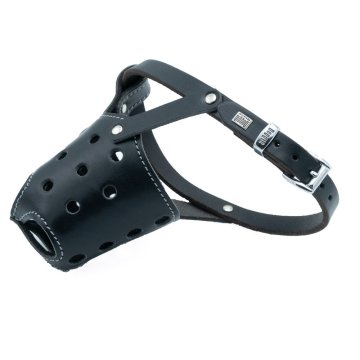 Doggie Eğitim Serisi Gerçek Deriden El Yapımı Kısa Burunlu Köpek Ağızlığı M-1,5x50-55cm - Black