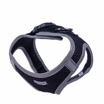 Doggie Havalı Dokumadan Reflektör Serisi El Yapımı Küçük Irk Köpek Göğüs Tasması XS 30-34cm - Black
