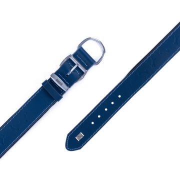 Doggie Konforlu Gerçek Deriden El Yapımı Kemik Desenli Köpek Boyun Tasması 3,5x47-55cm - Royal Blue