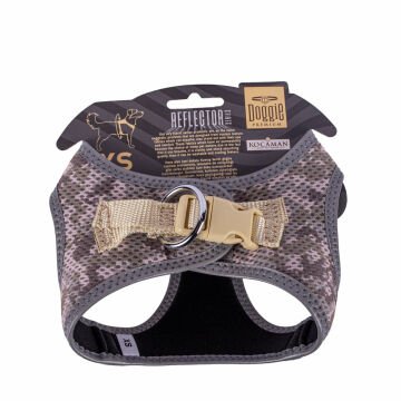 Doggie Havalı Dokumadan Reflektör Serisi El Yapımı Küçük Irk Köpek Göğüs Tasması XS 30-34cm - Camo