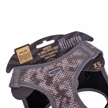Doggie Havalı Dokumadan Reflektör Serisi El Yapımı Küçük Irk Köpek Göğüs Tasması XS 30-34cm - Camo