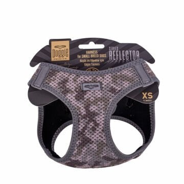 Doggie Havalı Dokumadan Reflektör Serisi El Yapımı Küçük Irk Köpek Göğüs Tasması XS 30-34cm - Camo