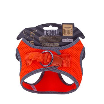 Doggie Havalı Dokumadan Reflektör Serisi El Yapımı Küçük Irk Köpek Göğüs Tasması XS 30-34cm - Orange
