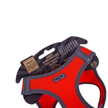 Doggie Havalı Dokumadan Reflektör Serisi El Yapımı Küçük Irk Köpek Göğüs Tasması XS 30-34cm - Orange