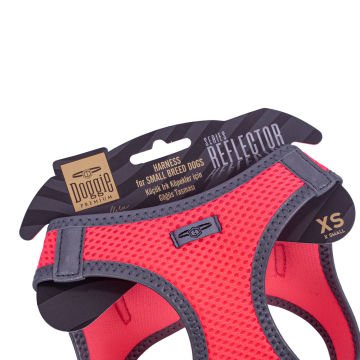 Doggie Havalı Dokumadan Reflektör Serisi El Yapımı Küçük Irk Köpek Göğüs Tasması XS 30-34cm - Pink