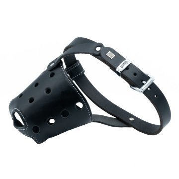 Doggie Eğitim Serisi Gerçek Deriden El Yapımı Kısa Burunlu Köpek Ağızlığı L-2x55-60cm - Black