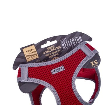 Doggie Havalı Dokumadan Reflektör Serisi El Yapımı Küçük Irk Köpek Göğüs Tasması XS 30-34cm - Red