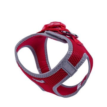 Doggie Havalı Dokumadan Reflektör Serisi El Yapımı Küçük Irk Köpek Göğüs Tasması XS 30-34cm - Red