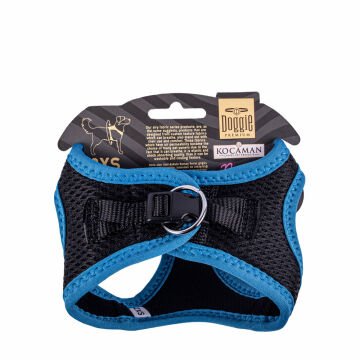 Doggie Havalı Dokumadan Neon Serisi El Yapımı Küçük Irk Köpek Göğüs Tasması 2XS 26-30cm - Blue