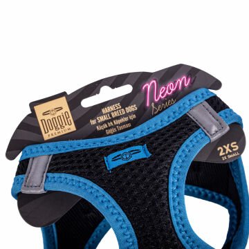 Doggie Havalı Dokumadan Neon Serisi El Yapımı Küçük Irk Köpek Göğüs Tasması 2XS 26-30cm - Blue