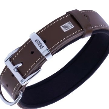 Doggie Konforlu Gerçek Deriden El Yapımı Kemik Desenli Köpek Boyun Tasması 3,5x52-60cm - Brown