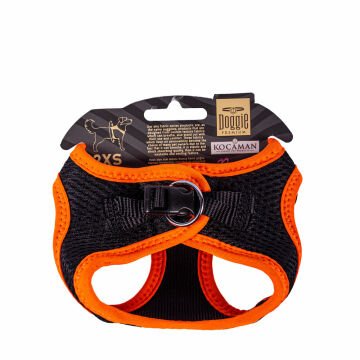 Doggie Havalı Dokumadan Neon Serisi El Yapımı Küçük Irk Köpek Göğüs Tasması 2XS 26-30cm - Orange