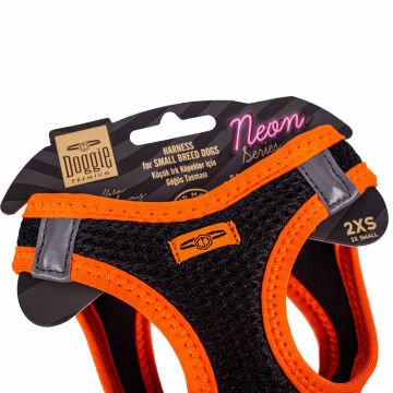 Doggie Havalı Dokumadan Neon Serisi El Yapımı Küçük Irk Köpek Göğüs Tasması 2XS 26-30cm - Orange