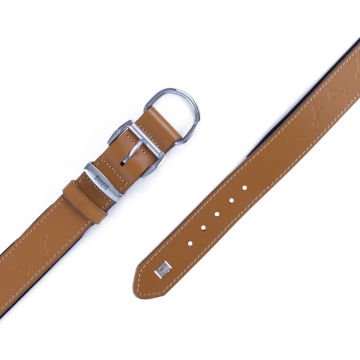 Doggie Konforlu Gerçek Deriden El Yapımı Kemik Desenli Köpek Boyun Tasması 3,5x52-60cm - Camel