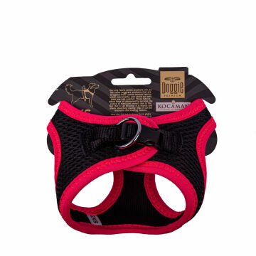 Doggie Havalı Dokumadan Neon Serisi El Yapımı Küçük Irk Köpek Göğüs Tasması 2XS 26-30cm - Pink