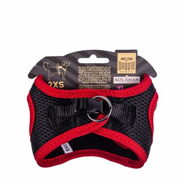 Doggie Havalı Dokumadan Neon Serisi El Yapımı Küçük Irk Köpek Göğüs Tasması 2XS 26-30cm - Red