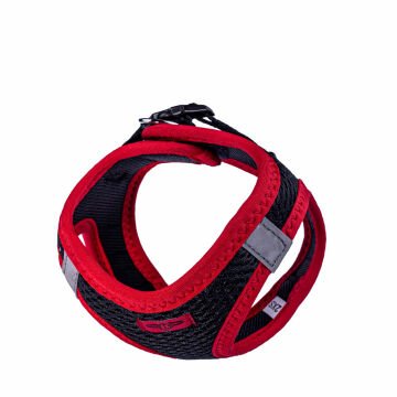 Doggie Havalı Dokumadan Neon Serisi El Yapımı Küçük Irk Köpek Göğüs Tasması 2XS 26-30cm - Red