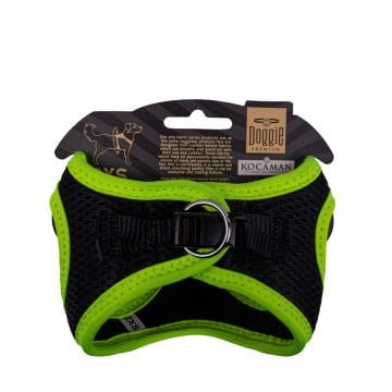 Doggie Havalı Dokumadan Neon Serisi El Yapımı Küçük Irk Köpek Göğüs Tasması 2XS 26-30cm - Yellow