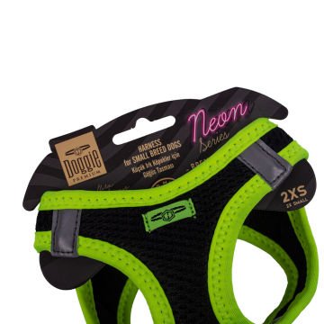 Doggie Havalı Dokumadan Neon Serisi El Yapımı Küçük Irk Köpek Göğüs Tasması 2XS 26-30cm - Yellow
