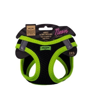 Doggie Havalı Dokumadan Neon Serisi El Yapımı Küçük Irk Köpek Göğüs Tasması 2XS 26-30cm - Yellow