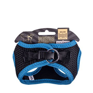 Doggie Havalı Dokumadan Neon Serisi El Yapımı Küçük Irk Köpek Göğüs Tasması 3XS 22-26cm - Blue