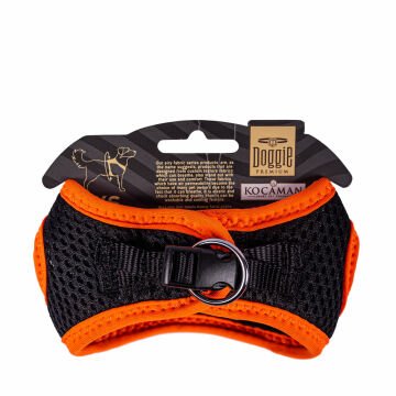 Doggie Havalı Dokumadan Neon Serisi El Yapımı Küçük Irk Köpek Göğüs Tasması 3XS 22-26cm - Orange