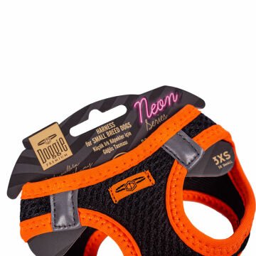 Doggie Havalı Dokumadan Neon Serisi El Yapımı Küçük Irk Köpek Göğüs Tasması 3XS 22-26cm - Orange