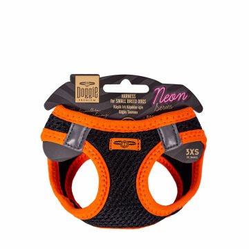 Doggie Havalı Dokumadan Neon Serisi El Yapımı Küçük Irk Köpek Göğüs Tasması 3XS 22-26cm - Orange