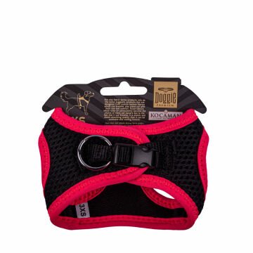 Doggie Havalı Dokumadan Neon Serisi El Yapımı Küçük Irk Köpek Göğüs Tasması 3XS 22-26cm - Pink