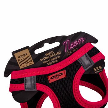 Doggie Havalı Dokumadan Neon Serisi El Yapımı Küçük Irk Köpek Göğüs Tasması 3XS 22-26cm - Pink