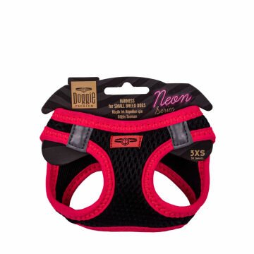 Doggie Havalı Dokumadan Neon Serisi El Yapımı Küçük Irk Köpek Göğüs Tasması 3XS 22-26cm - Pink