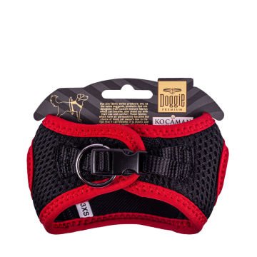 Doggie Havalı Dokumadan Neon Serisi El Yapımı Küçük Irk Köpek Göğüs Tasması 3XS 22-26cm - Red