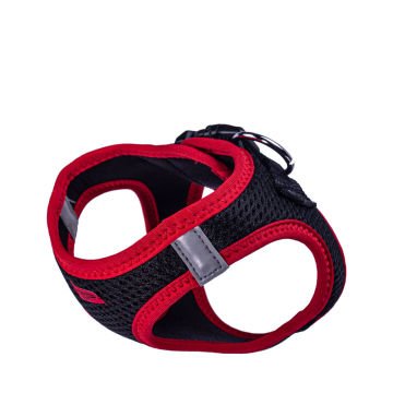 Doggie Havalı Dokumadan Neon Serisi El Yapımı Küçük Irk Köpek Göğüs Tasması 3XS 22-26cm - Red