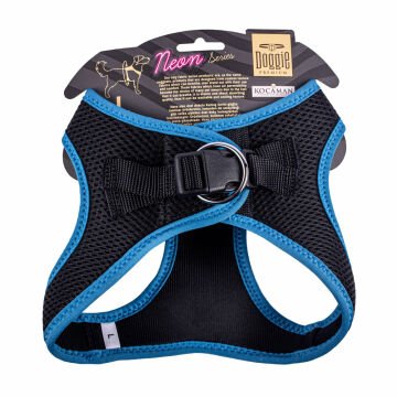 Doggie Havalı Dokumadan Neon Serisi El Yapımı Küçük Irk Köpek Göğüs Tasması L 42-48cm - Blue