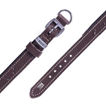 Doggie Konforlu Gerçek Deriden El Yapımı Kemik Desenli Köpek Boyun Tasması 2x30-35cm - Brown