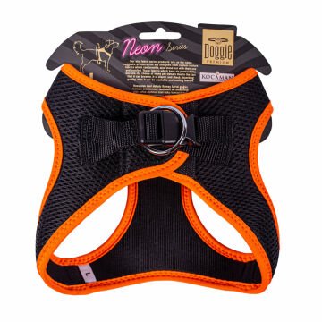 Doggie Havalı Dokumadan Neon Serisi El Yapımı Küçük Irk Köpek Göğüs Tasması L 42-48cm - Orange