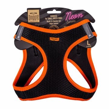 Doggie Havalı Dokumadan Neon Serisi El Yapımı Küçük Irk Köpek Göğüs Tasması L 42-48cm - Orange