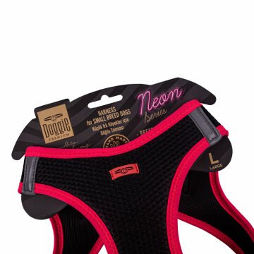 Doggie Havalı Dokumadan Neon Serisi El Yapımı Küçük Irk Köpek Göğüs Tasması L 42-48cm - Pink