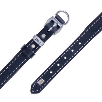 Doggie Konforlu Gerçek Deriden El Yapımı Kemik Desenli Köpek Boyun Tasması 2x30-35cm - Black