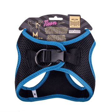 Doggie Havalı Dokumadan Neon Serisi El Yapımı Küçük Irk Köpek Göğüs Tasması M 38-44cm - Blue